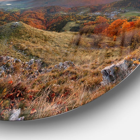 Designart - Majestic Sunset in Mountain Landscape' Landscape Metal Circle Wall Art